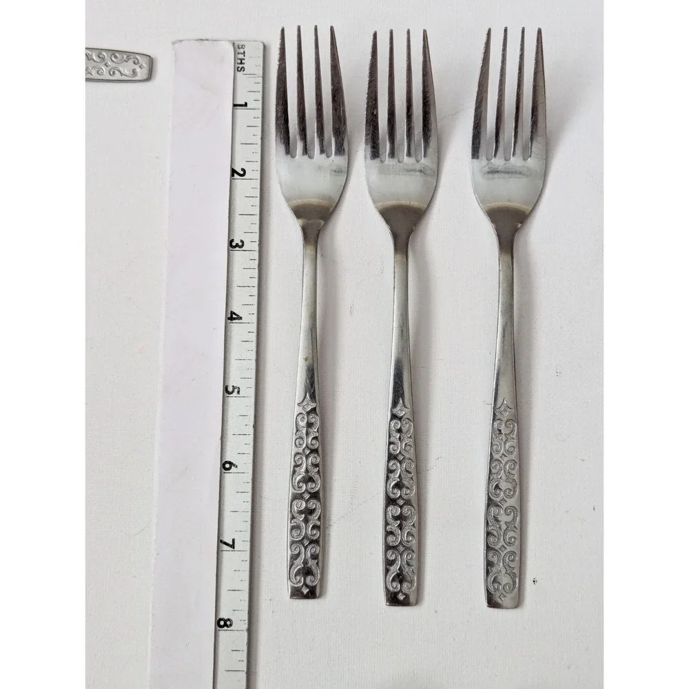 Vtg MCM Stainless Imperial Scroll Cadiz Japan Flatware Spoons Forks (Lot of 21)